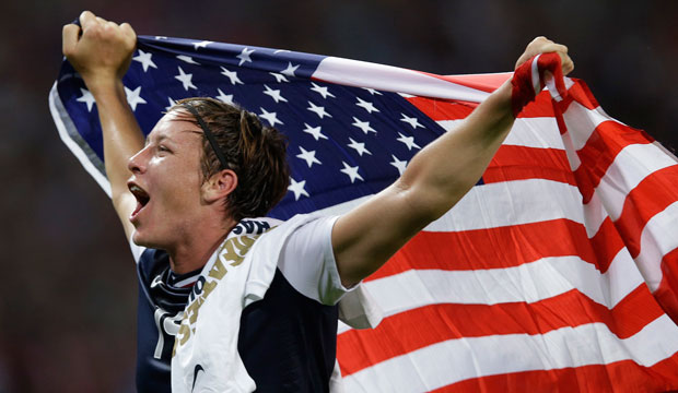 American Abby Wambach celebrates after winning the women's soccer gold medal match at the 2012 Summer Olympics in London. (AP/Lefteris Pitarakis)