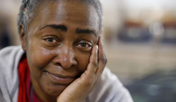 A post-traumatic stress disorder patient poses for a portrait on February 24, 2016. (AP/Charles Rex Arbogast)