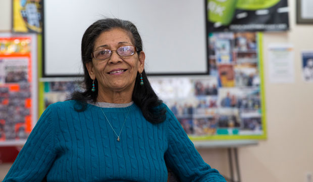 Maria Cortes, who had to miss two days of work to care for her husband when he had eye surgery, poses for a portrait in New York on February 26, 2016. (AP/Mary Altaffer)