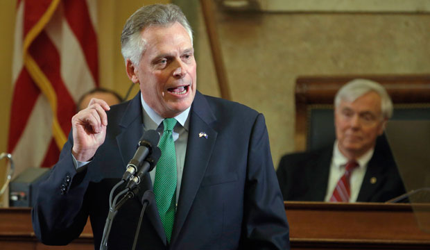 Gov. Terry McAuliffe gives his annual State of the Commonwealth address at the Virginia Capitol in Richmond on January 14, 2015. (AP/Steve Helber)