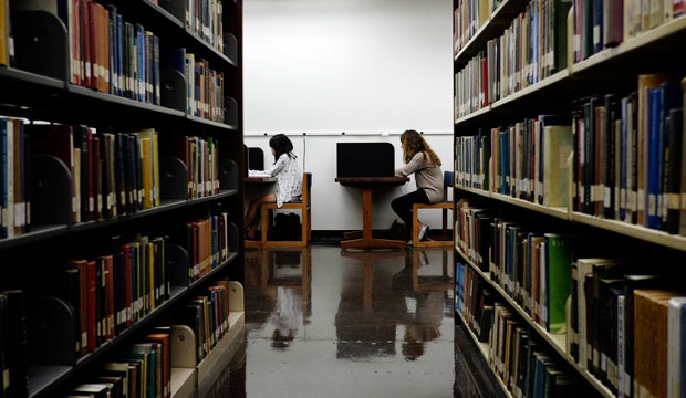 Students study in a library on the campus of California State University, Long Beach, on October 19, 2012. (AP/Jae C. Hong)