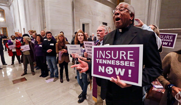 Protestors call for Medicaid expansion in Nashville, Tennessee, on February 1, 2016. (AP/Mark Humphrey)