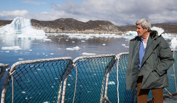 U.S. Secretary of State John Kerry visits the Jakobshavn Glacier and the Ilulissat Icefjord on June 17, 2016, in Ilulissat, Greenland. (AP/Evan Vucci)