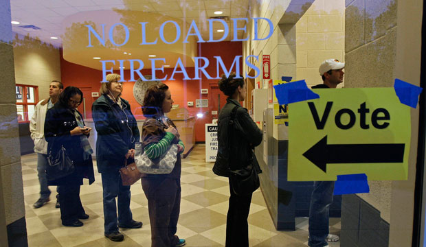 Voters stand in line in Apex, North Carolina, on November 6, 2012. (AP/Gerry Broome)