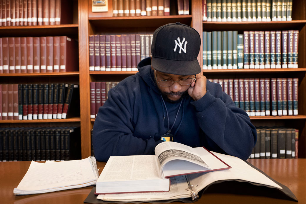 A patron studies at the New York Public Library, on October 5, 2016. (AP/Mark Lennihan)