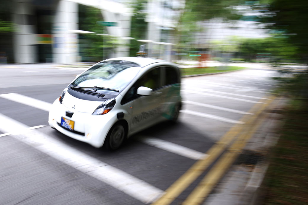 An autonomous vehicle is seen during a test drive on August 24, 2016, in Singapore. (AP/Yong Teck Lim)