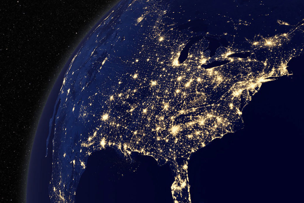 View of North America at night, courtesy of NASA's Goddard Space Flight Center Scientific Visualization Studio