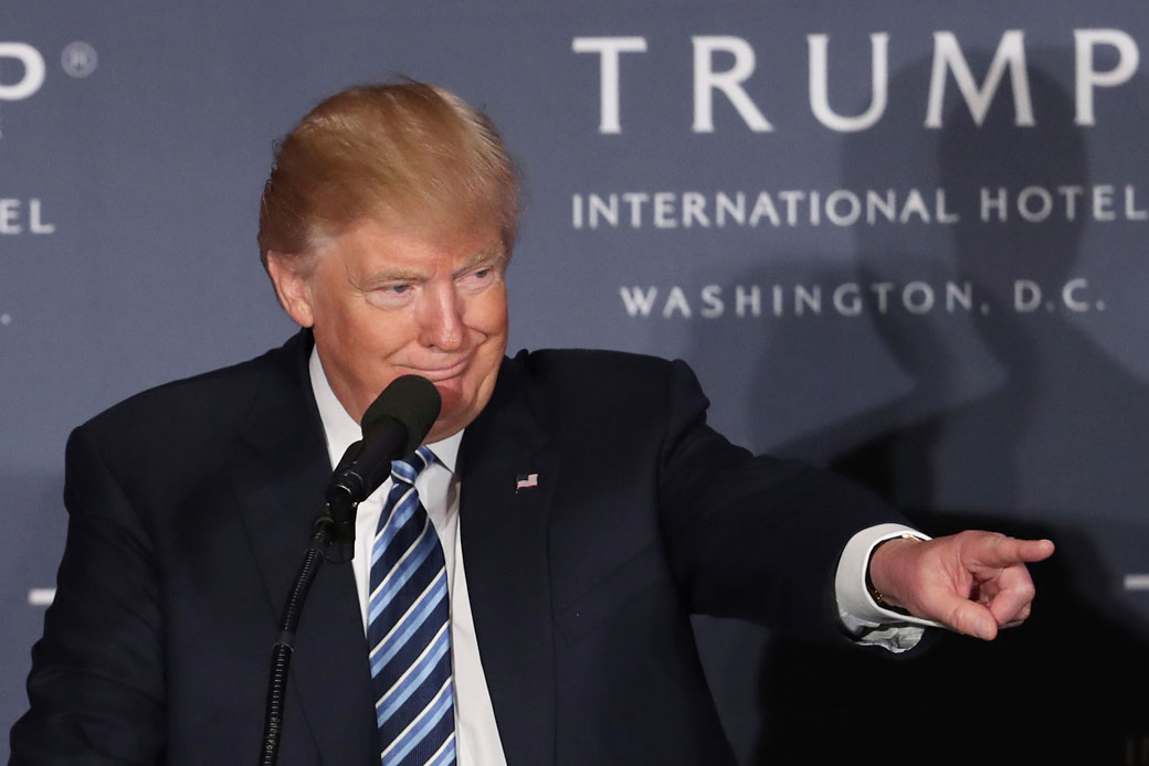 Donald Trump speaks during the grand opening of the Trump International Hotel in Washington, D.C., on October 26, 2016. (AP/Manuel Balce Ceneta)