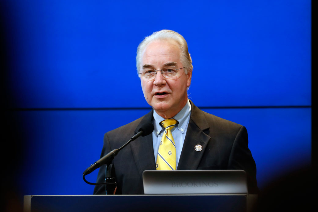 Rep. Tom Price delivers the keynote address at an event on reforming the federal budget and hosted by the Brookings Institution on November 30, 2016. (AP/Alex Brandon)