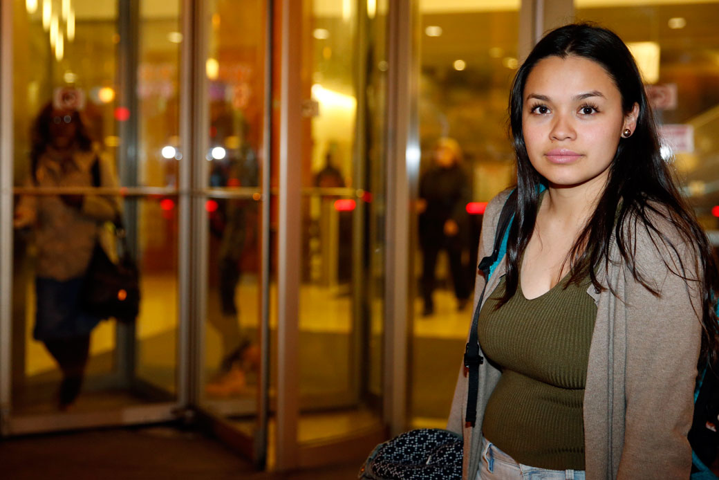 Nancy Villa, a DACA recipient, stands in front of Harold Washington College in Chicago, on November 17, 2016. (AP/Nam Y. Huh)