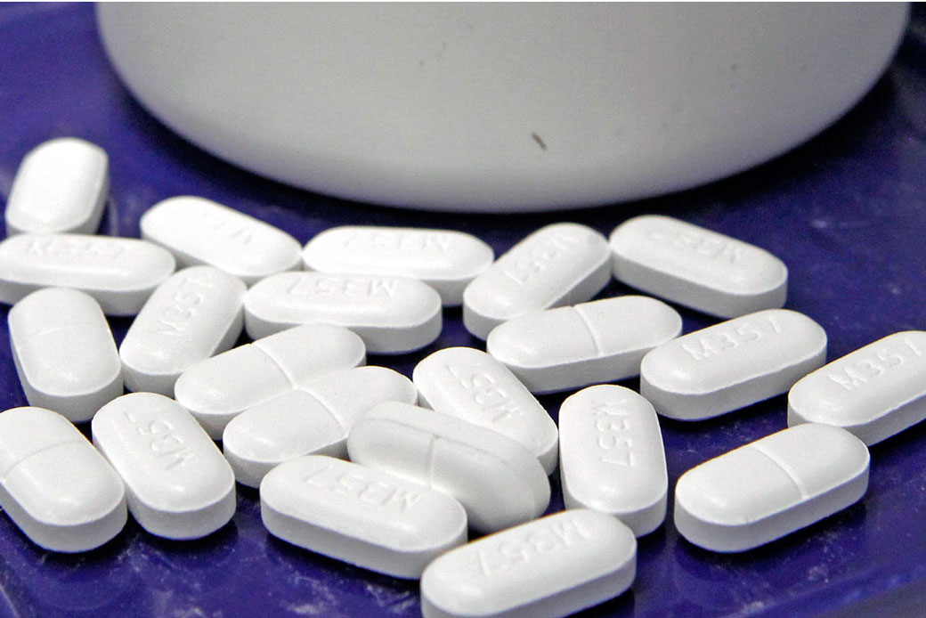 Pills of the painkiller hydrocodone are displayed at a pharmacy in Montpelier, Vermont, on February 19, 2013. (AP/Toby Talbot)