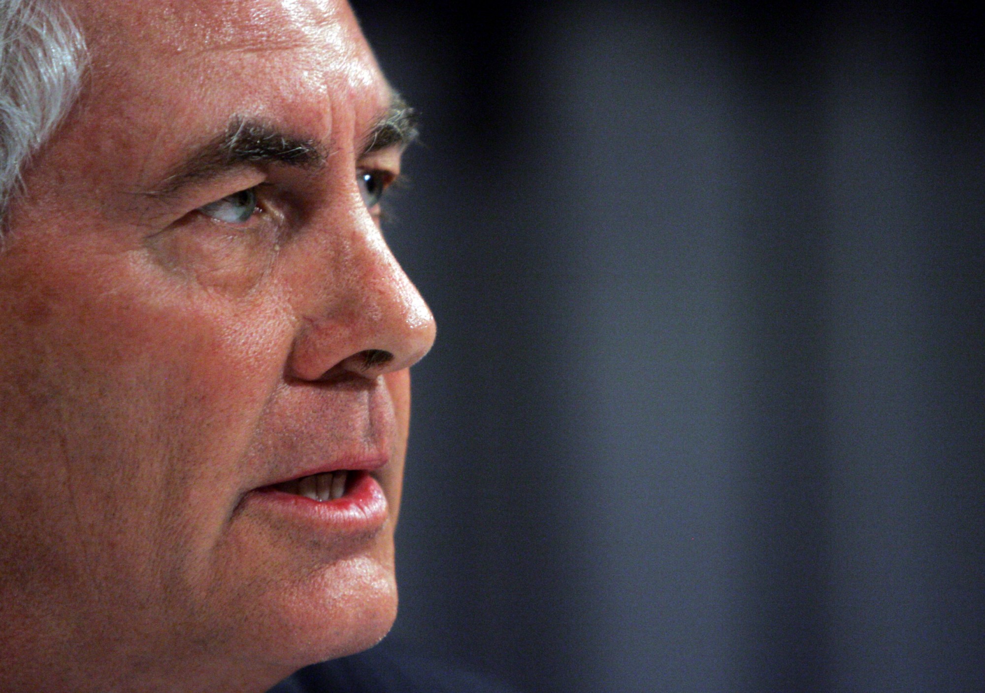 The Trump administration's nominee for secretary of state, Rex Tillerson, answers a question during a news conference after the annual Exxon Mobil shareholders meeting in Dallas, May 2008. (AP/LM Otero)