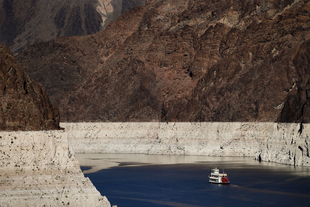 A riverboat glides through Lake Mead on the Colorado River near Boulder City, Nevada, on October 14, 2015. (AP/Jae C. Hong)