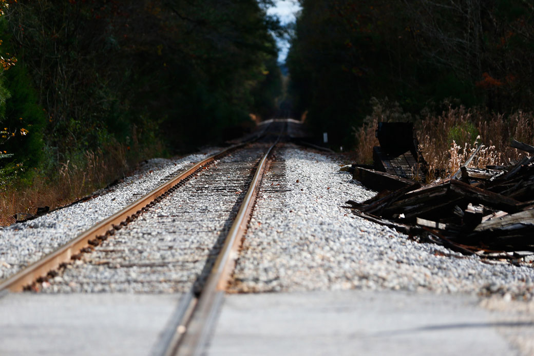 A train track runs through a town in Alabama on December 6, 2016. (AP/Brynn Anderson)