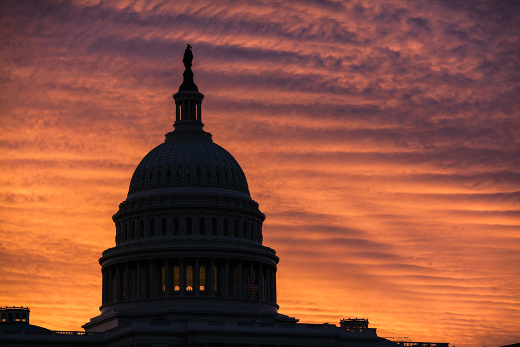 Waves of color surround the Capitol Dome in Washington, February 2017. (AP/J. Scott Applewhite)