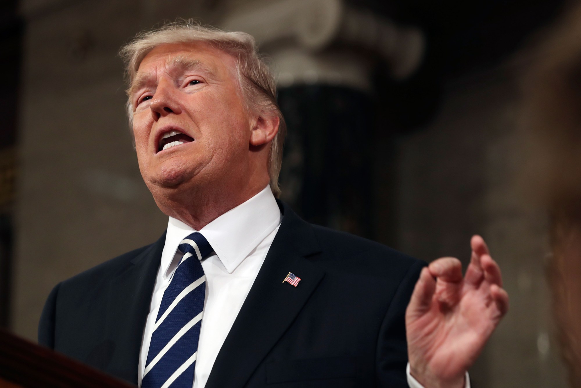 President Donald Trump addresses a joint session of Congress on Capitol Hill, February 2017. (AP/Jim Lo Scalzo)