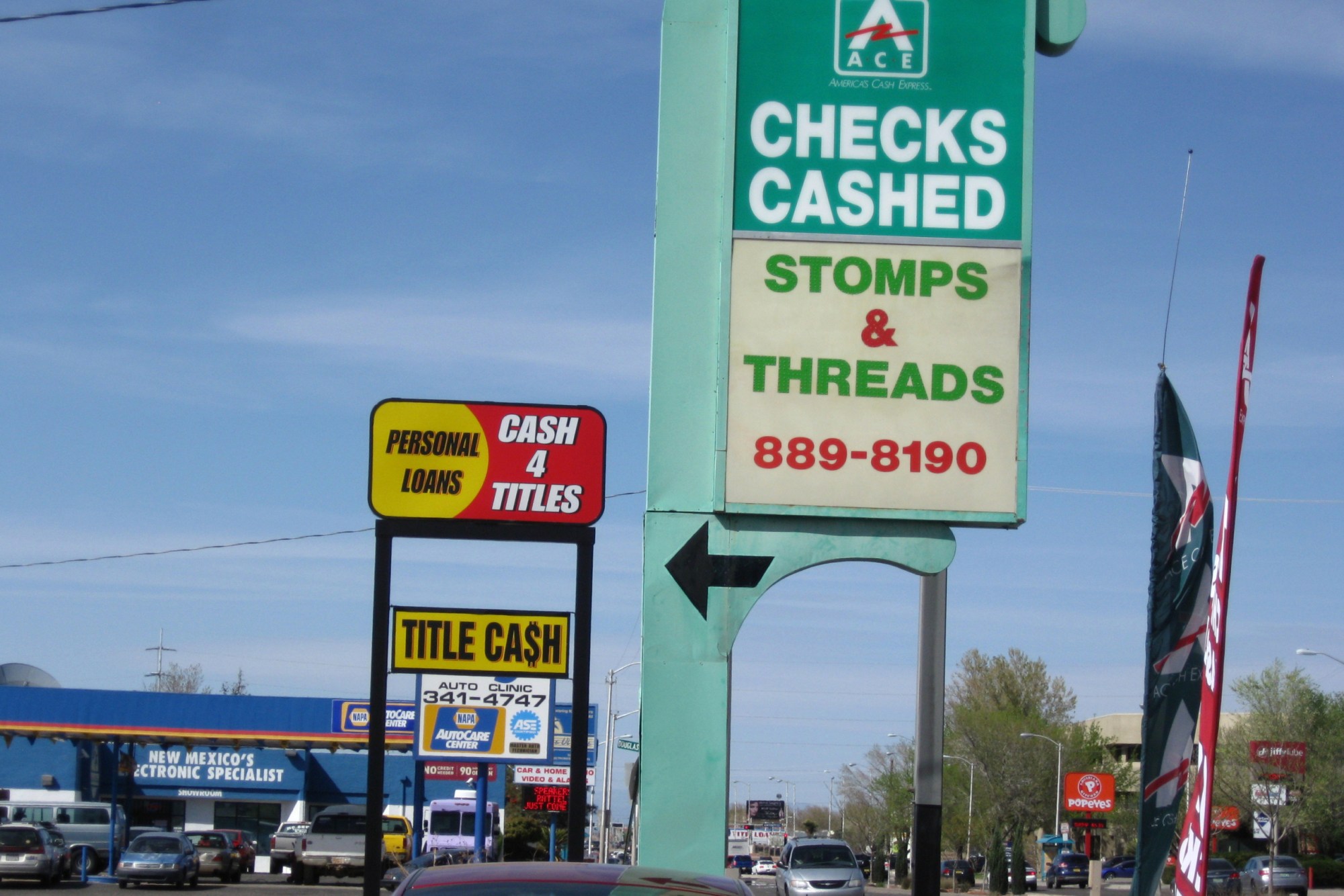 Shown is an ACE Cash Express outlet on San Mateo Boulevard in Albuquerque, New Mexico, April 2015. (AP/Vik Jolly)