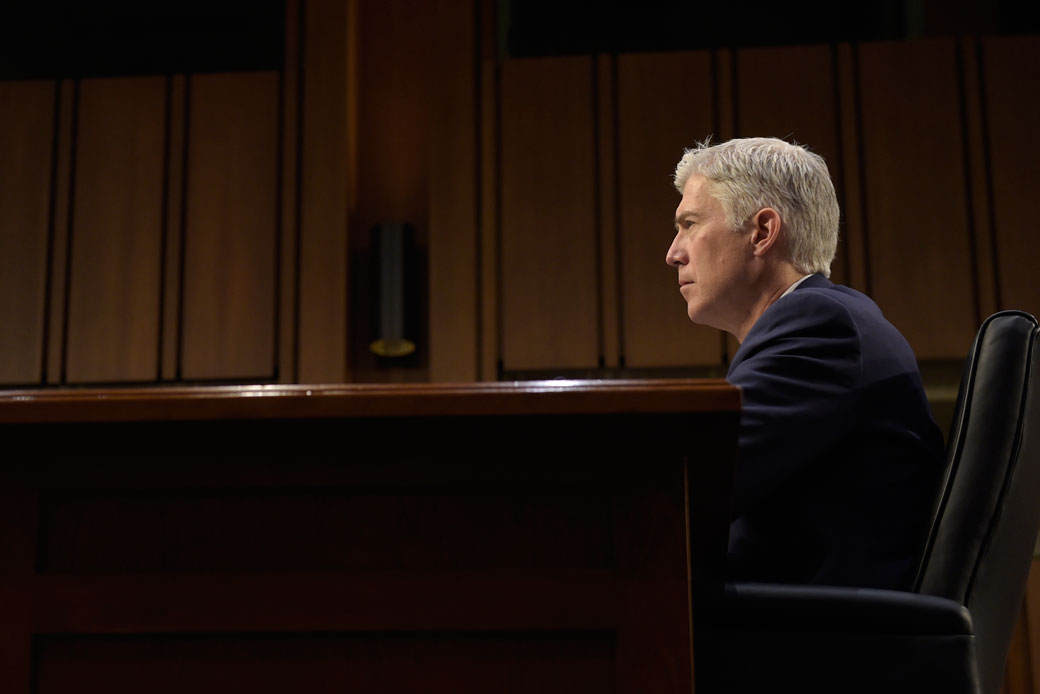 Supreme Court Justice nominee Neil Gorsuch testifies on Capitol Hill in Washington, Wednesday, March 22, 2017, during his confirmation hearing before the Senate Judiciary Committee. (AP/Susan Walsh)