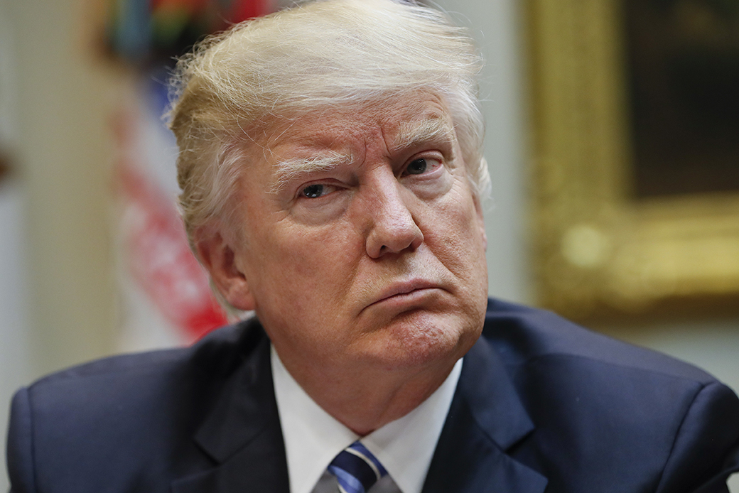 President Donald Trump listens during a meeting on health care in the Roosevelt Room of the White House in Washington, March 2017. ((AP/Pablo Martinez Monsivais))