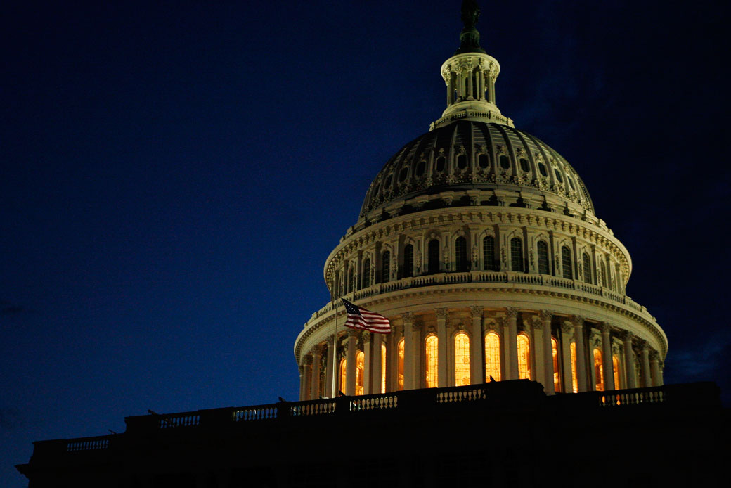 The Capitol Dome glows in the early morning light, January 2009. (AP/Charles Dharapak)