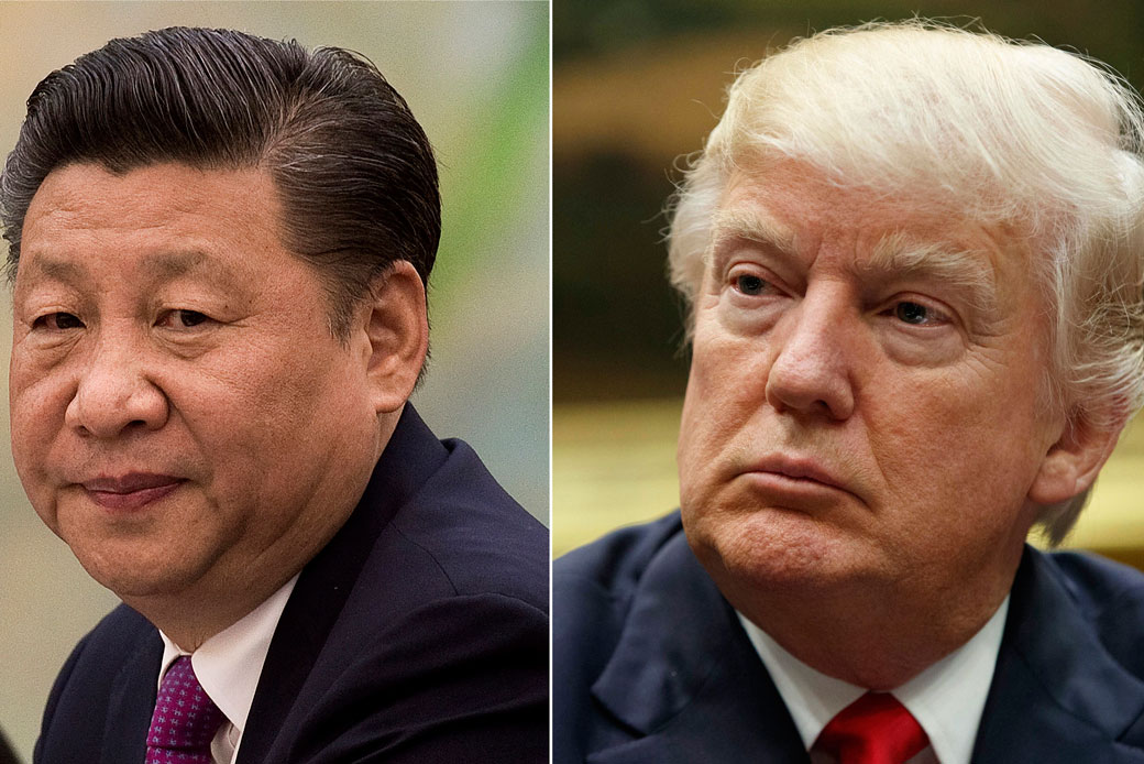 Chinese President Xi Jinping, left, is seen at the Great Hall of the People in Beijing in December 2016. President Donald Trump, right, is seen at the White House in March 2017. (AP/File)