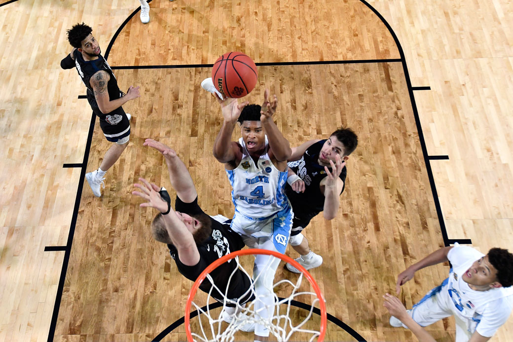 The University of North Carolina's Isaiah Hicks takes a shot during an NCAA basketball tournament game against Gonzaga University on April 3, 2017, in Glendale, Arizona. (AP/Chris Steppig)