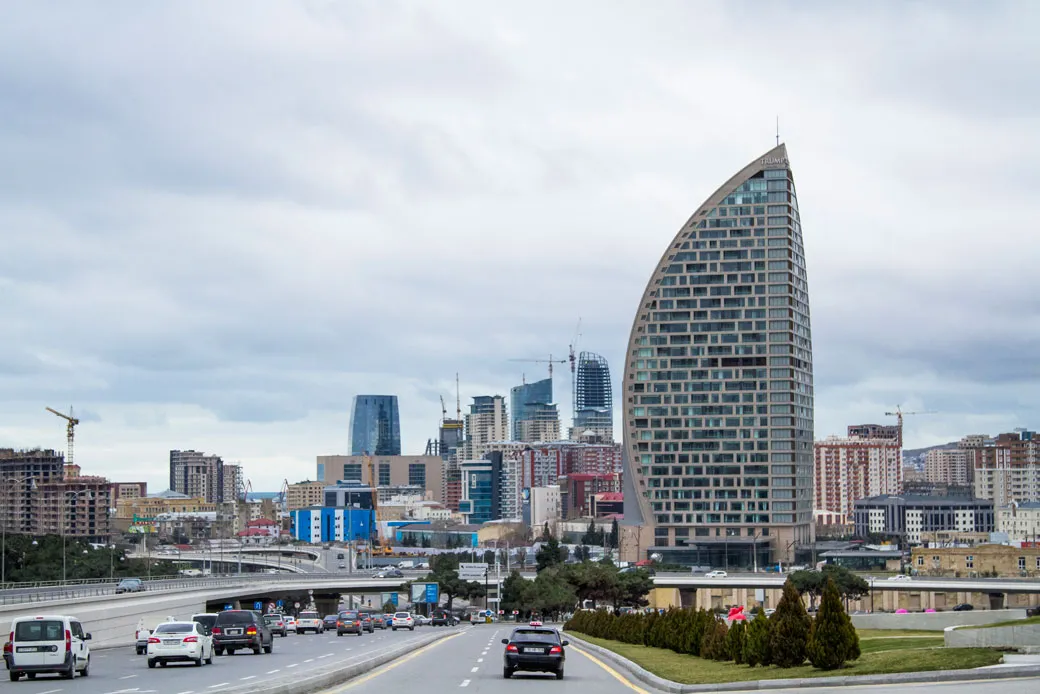 The Trump International Hotel and Tower is seen in Baku, Azerbaijan, February 19, 2016. (AP/Aida Sultanova)