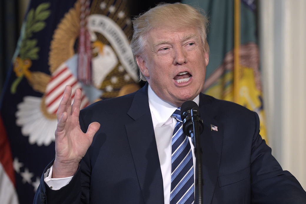 President Donald Trump speaks at the Treasury Department in Washington, April 21, 2017. (AP/Susan Walsh)