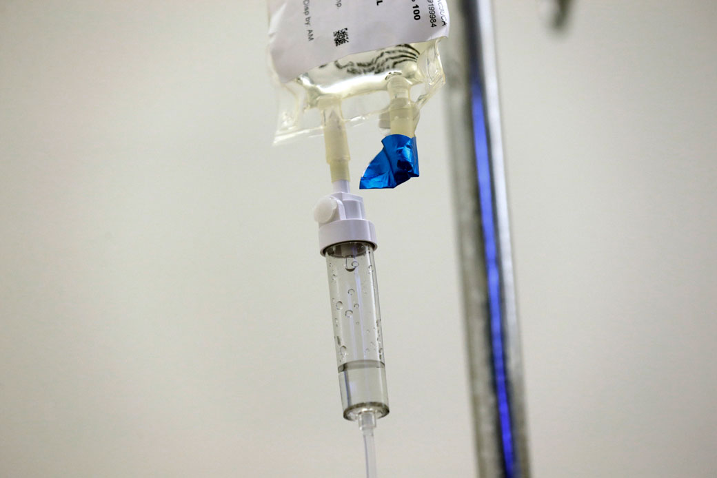 Chemotherapy drugs are administered to a patient at North Carolina Cancer Hospital in Chapel Hill, North Carolina, on May 25, 2017. (AP/Gerry Broome)