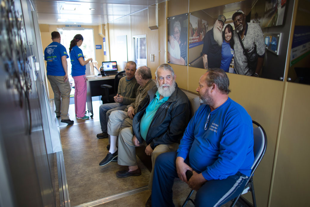 Veteran patients wait for a dental exam in Myrtle Beach, South Carolina, March 9, 2017. (AP/Randall Hill)