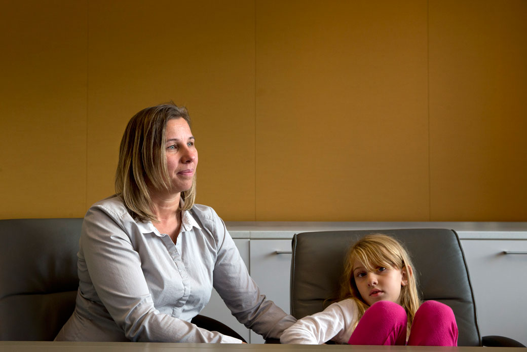 Peggy Young, whose employer denied her request for special accommodations during her pregnancy, is seen with her daughter in Washington, November 14, 2014. (AP/Jacquelyn Martin)