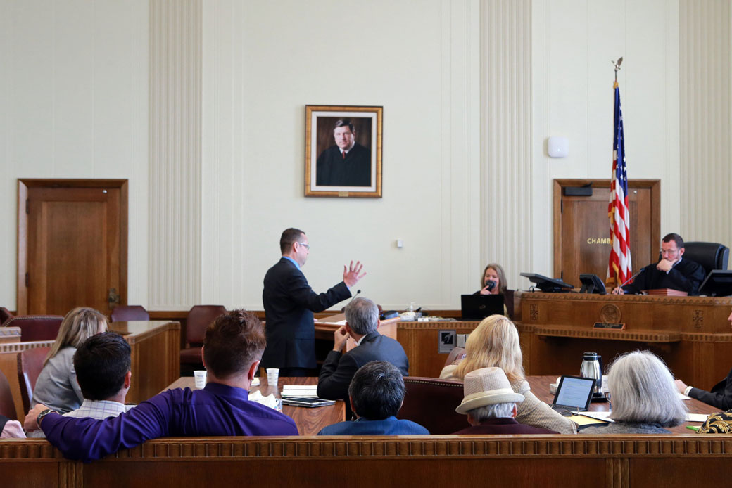 Plaintiffs in a class-action lawsuit against the state of Missouri watch during a hearing in Kansas City, Missouri, September 25, 2014. (AP/Christian Gooden, St. Louis Post-Dispatch)