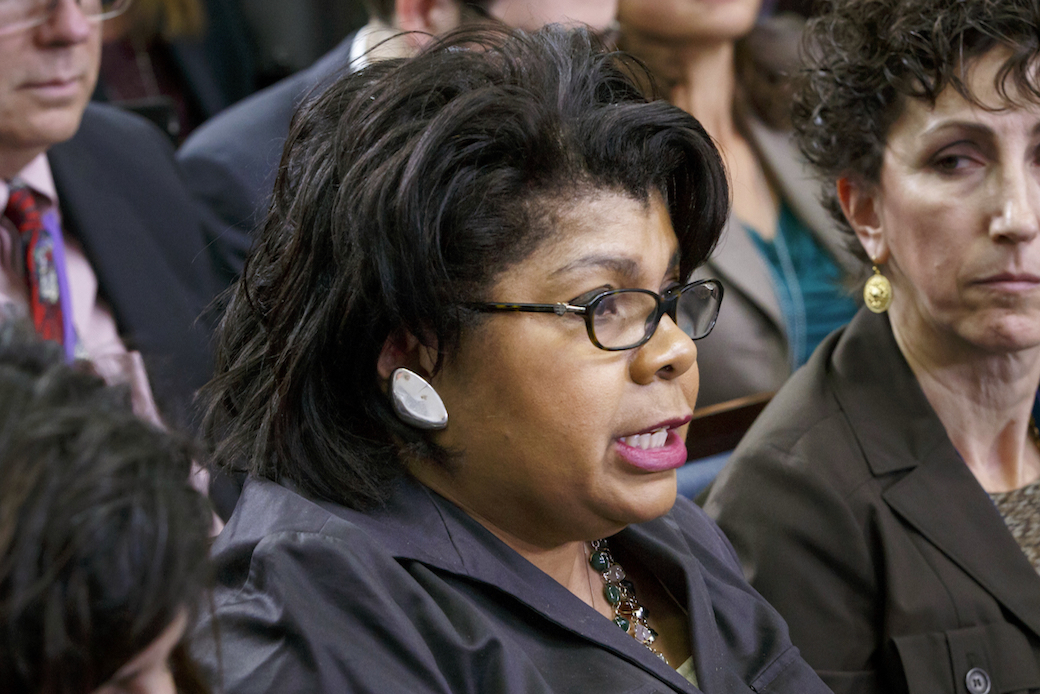 White House correspondent April Ryan asks President Obama about race relations in the United States at a news conference in 2014. (AP/J. Scott Applewhite)
