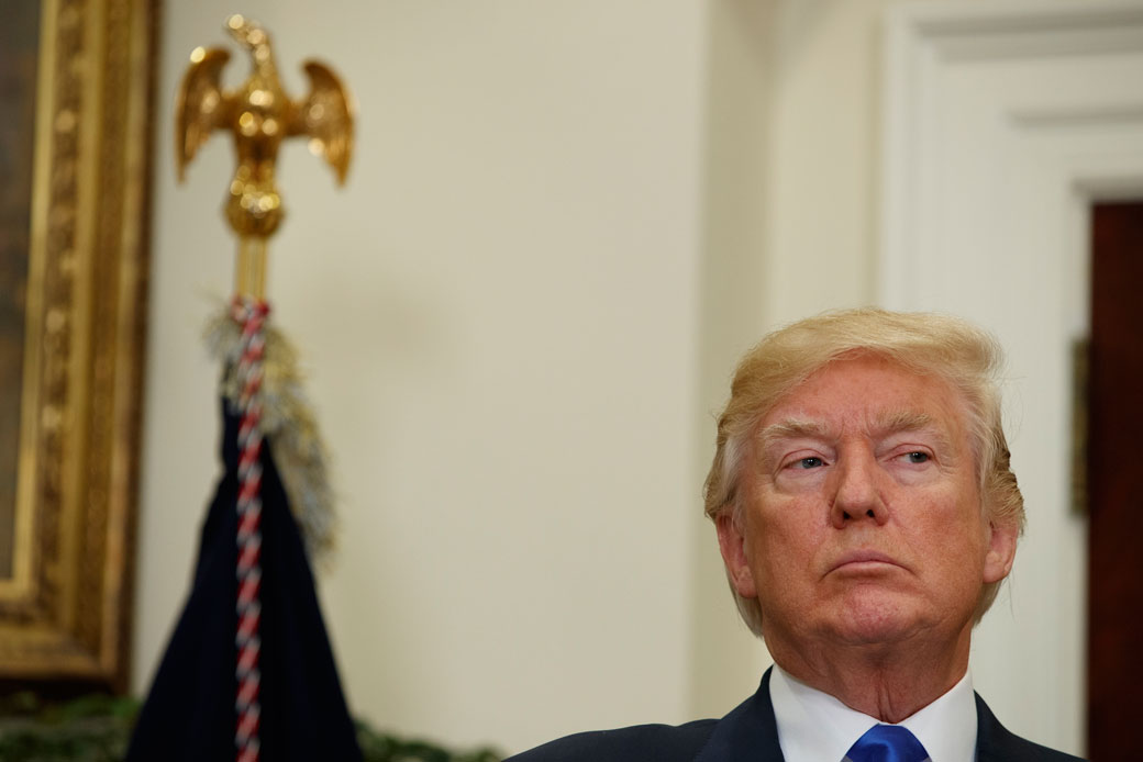 President Donald Trump in the Roosevelt Room of the White House, August 2017. (AP/Evan Vucci)