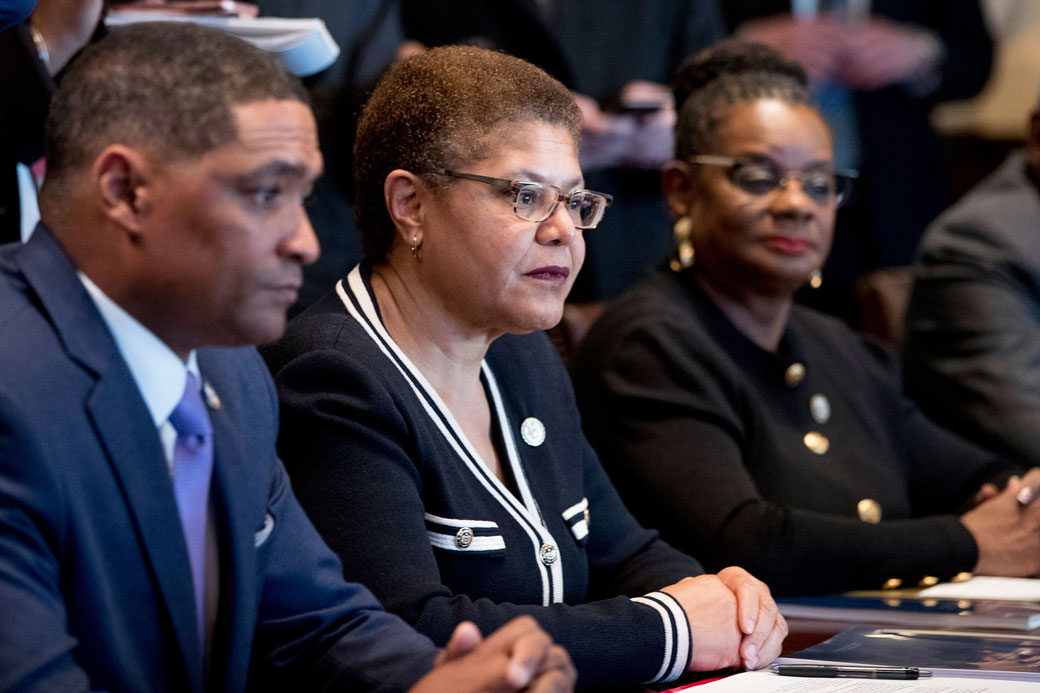 Members of the Congressional Black Caucus meet with President Donald Trump in the White House in Washington, March 22, 2017. (AP/Andrew Harnik)