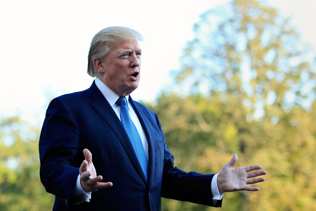 President Donald Trump speaks to reporters in Washington, September 24, 2017. (AP/Manuel Balce Ceneta)