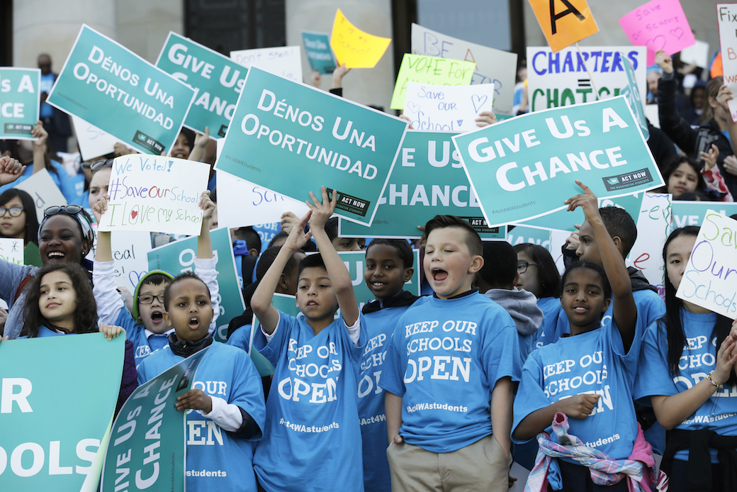 Students rally in support of public charter schools in Olympia, Washington, February 2016. (AP/Ted S. Warren)