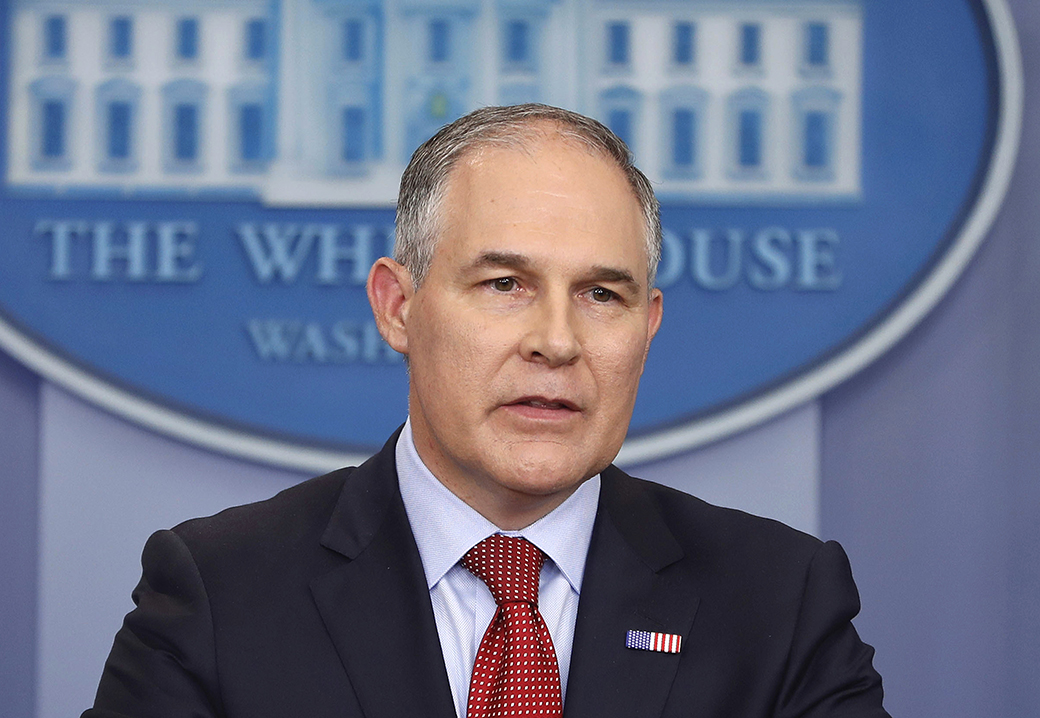 EPA Administrator Scott Pruitt speaks in the Brady Press Briefing Room of the White House in Washington, June 2, 2017. (AP/Pablo Martinez Monsivais)