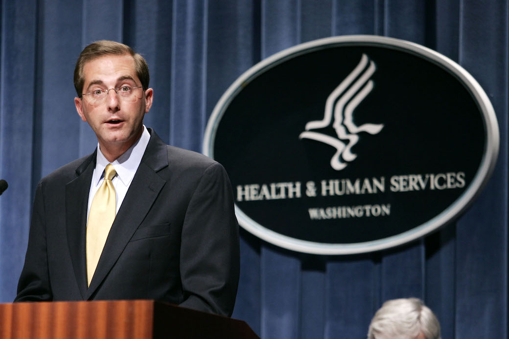 Former Deputy HHS Secretary Alex Azar meets with reporters in Washington, D.C., June 2006. (AP/Evan Vucci)