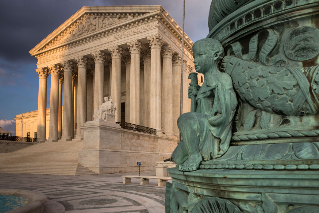 The U.S. Supreme Court in Washington, D.C., is seen at sunset, October 2017. (AP/J. Scott Applewhite)