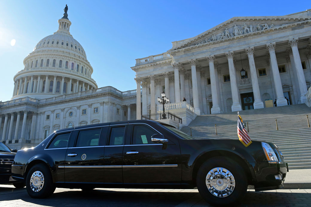One of the presidential limousines parked on Capitol Hill in Washington, November 2017. (AP/Susan Walsh)
