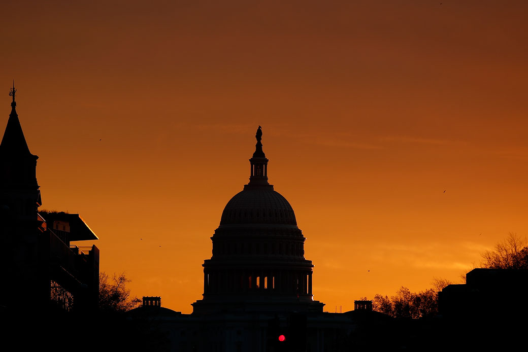 The Capitol Dome is seen silhouetted by the rising sun on Capitol Hill, November 2017. (AP/Carolyn Kaster)