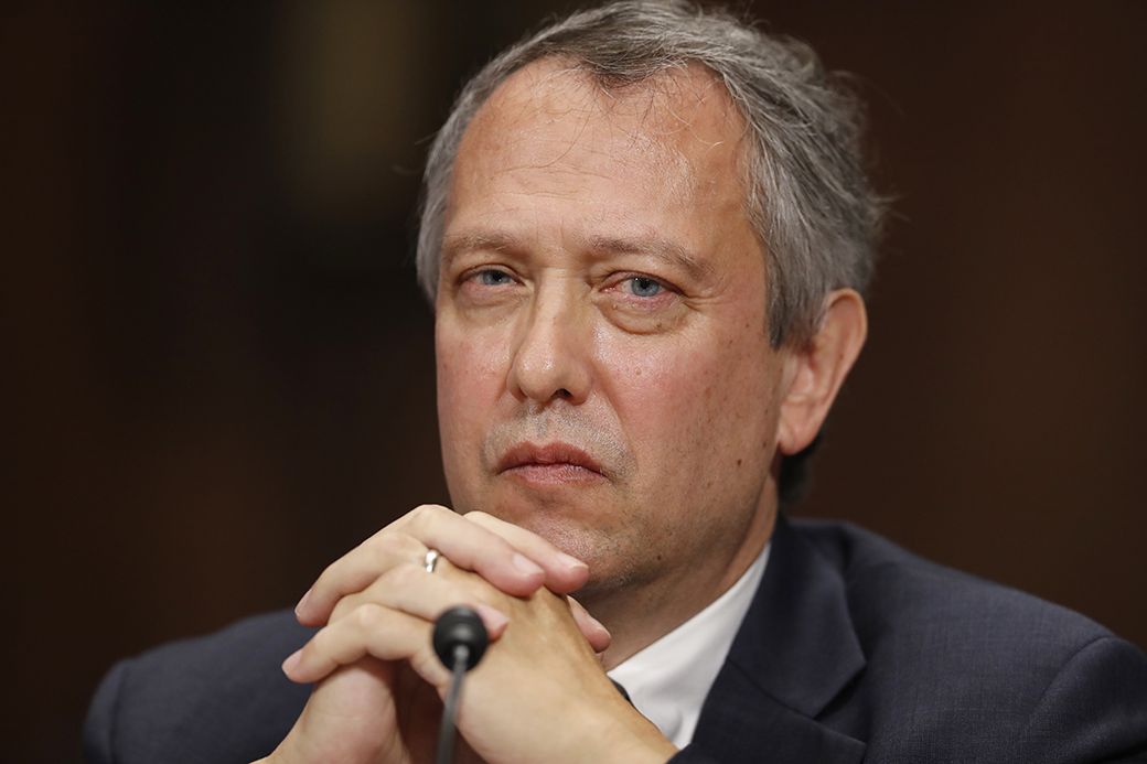 Thomas Alvin Farr is seated during a Senate Judiciary Committee hearing on his nomination to be a district Judge on the U.S. District Court for the Eastern District of North Carolina, on Capitol Hill, September 20, 2017, in Washington. (AP/Alex Brandon)