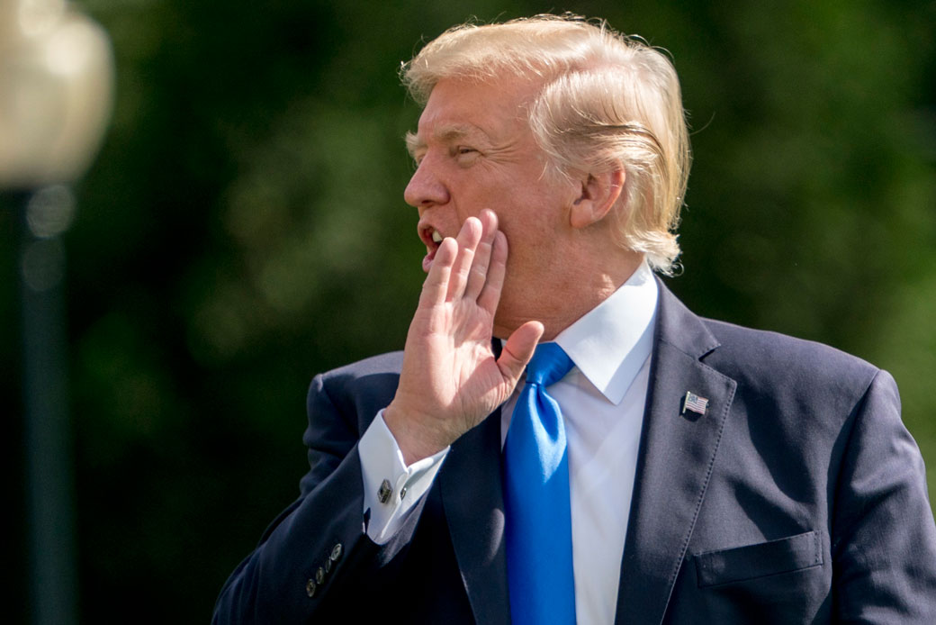 President Donald Trump walks across the South Lawn of the White House  toward Marine One, October 2017. (AP/Andrew Harnik)