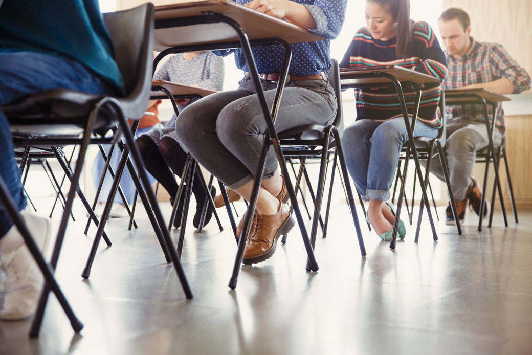 College students take a test in a classroom. (Getty/Caiaimage, Sam Edwards)