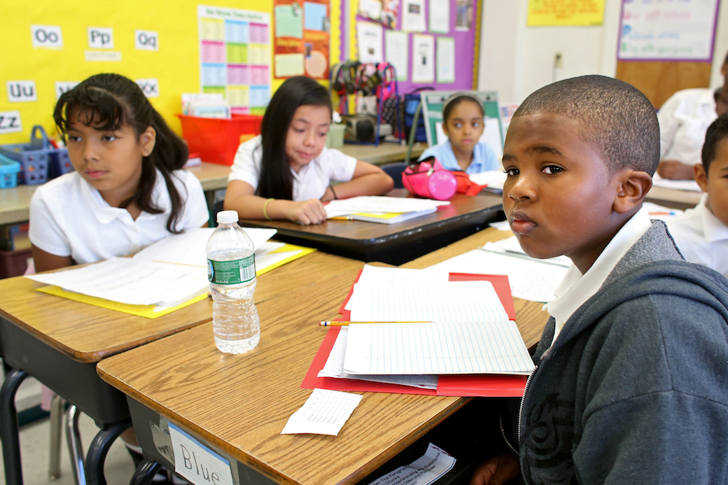 Fourth-grade students listen to their teacher at a school in Hempstead, New York, September 2015. (Getty/Yana Paskova/The Washington Post)