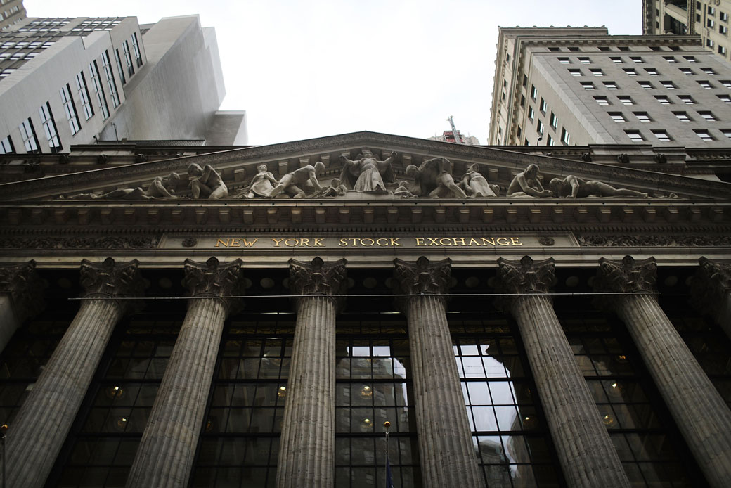 The New York Stock Exchange stands in lower Manhattan, February 2017. (Getty/Spencer Platt)