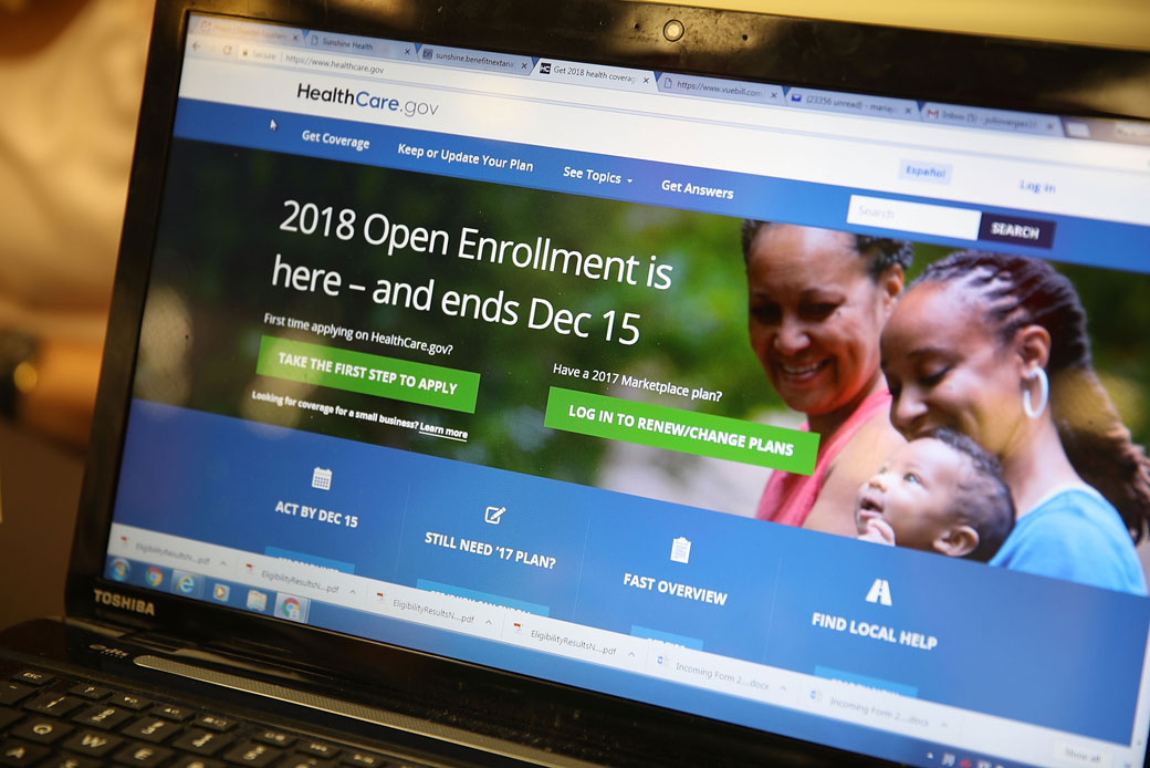 A computer screen shows the enrollment page for the Affordable Care Act on November 1, 2017, in Miami. (Getty/Joe Raedle)