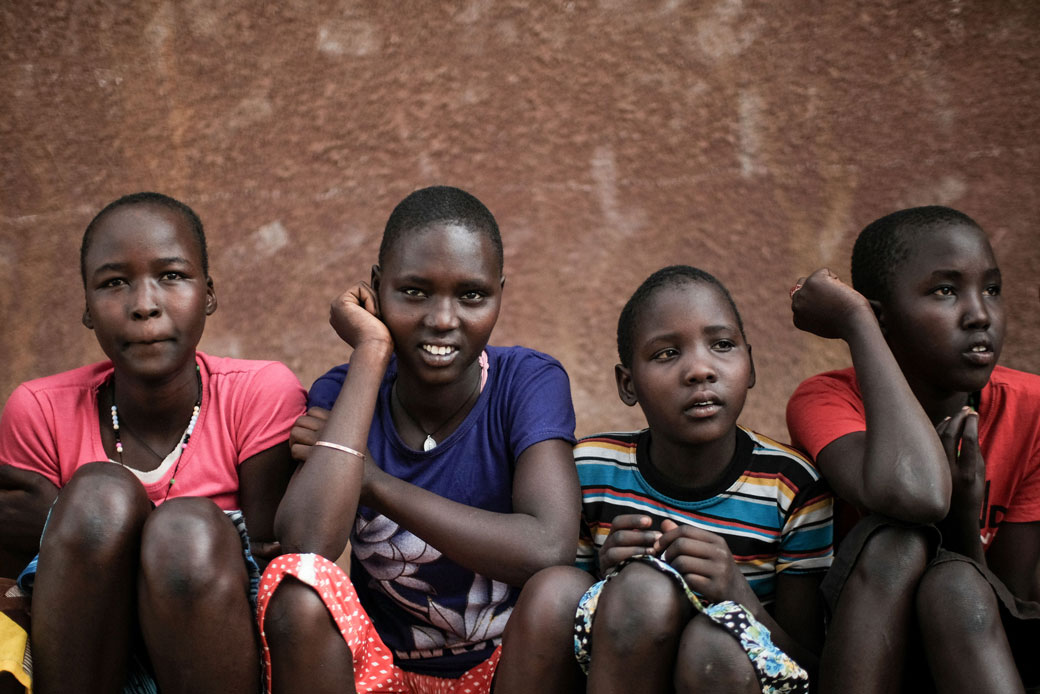 Four girls are seen in a town in northeast Uganda, January 2018. (Getty/Yasuyoshi Chiba)