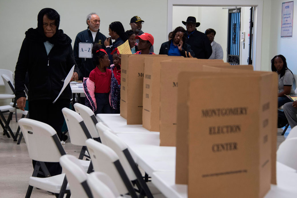 Voters file in to vote at the Beulah Baptist Church polling station in Montgomery, Alabama, on December 12, 2017. (Jim Watson/Getty)
